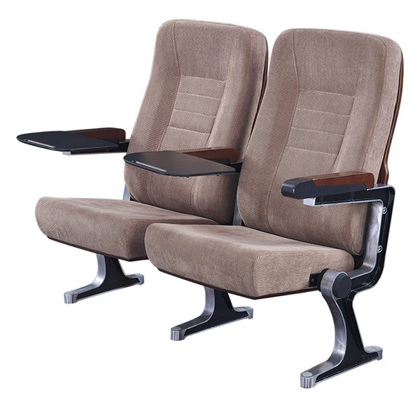 Aluminum Leg Folding Theatre Seats , Soft Light Grey Fabric Theater Chairs